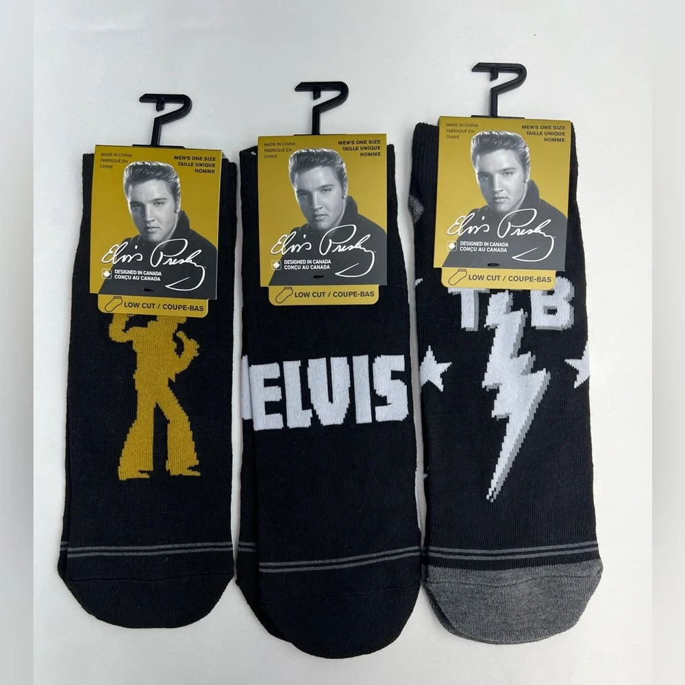 Perri’s Socks - Elvis Presley Low Cut Socks 3 Pair - Size:(MEN 7-12 WOME…